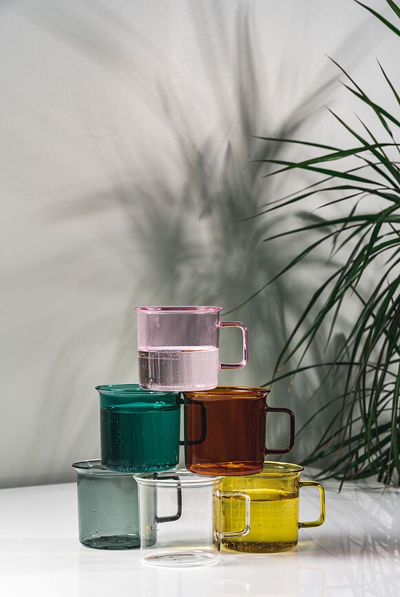 Muurla Skodelica, 350 ml, roza, steklena