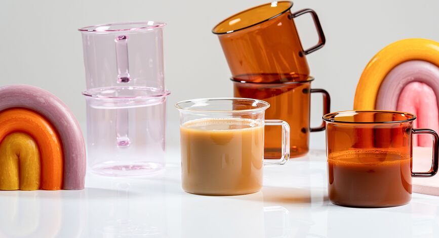 Muurla Skodelica, 350 ml, roza, steklena