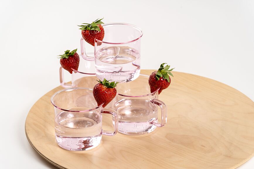 Muurla Tasse 350 ml, en verre, rose