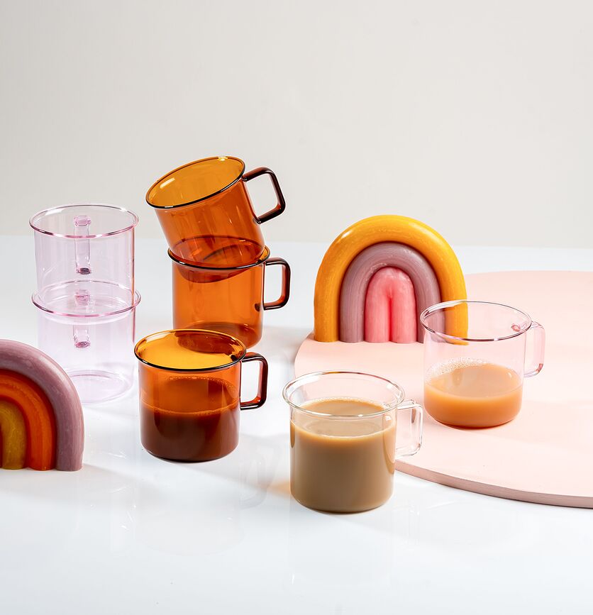 Muurla Tasse 350 ml, en verre, rose