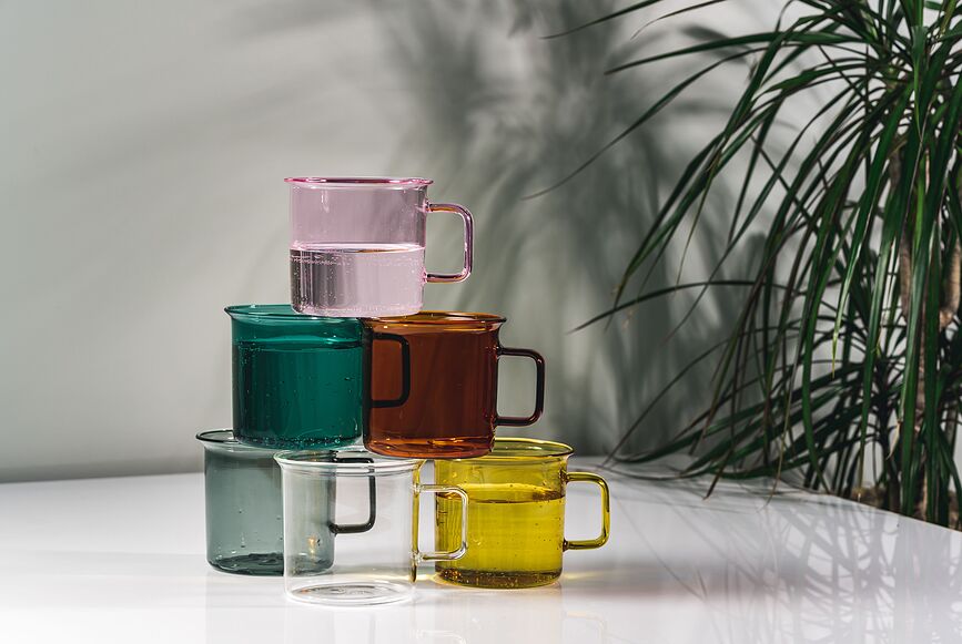 Muurla Tasse 350 ml, en verre, rose