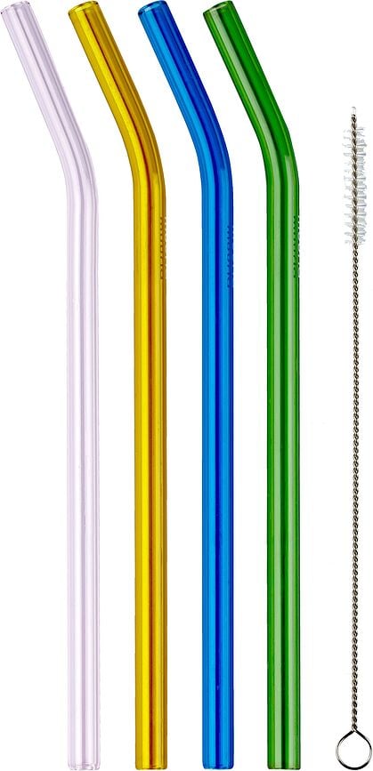 Pajitas Muurla, de colores, con cepillo de limpieza, Set de 5 piezas