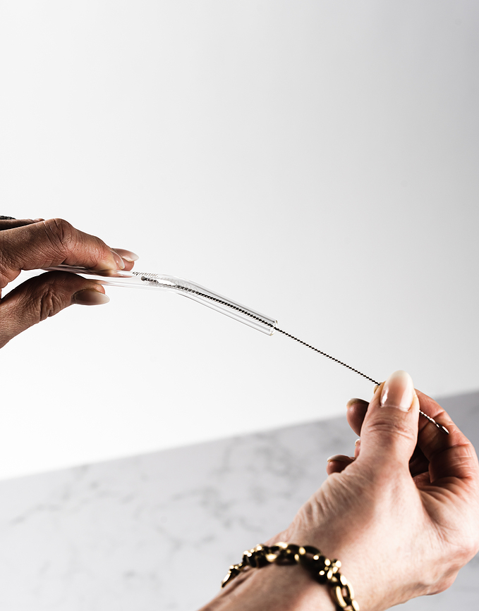 Pajitas Muurla, transparentes, con cepillo de limpieza, Set de 5 piezas