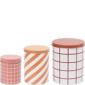 Pojemniki do przechowywania Checks & Stripes różowy, ochra i brązowy 3 szt.