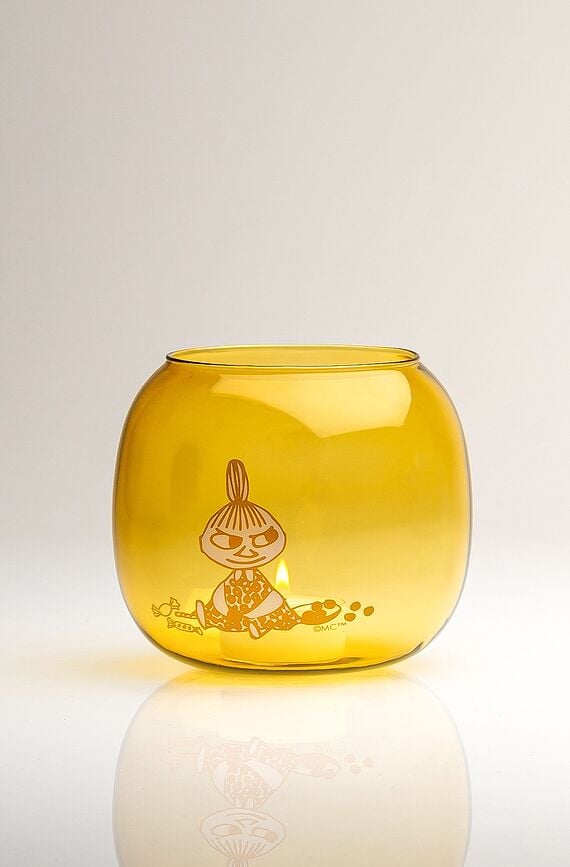 Portavelas para vela de té Muurla Moomin, diseño Mamá Mumin, 9,5 cm, ámbar