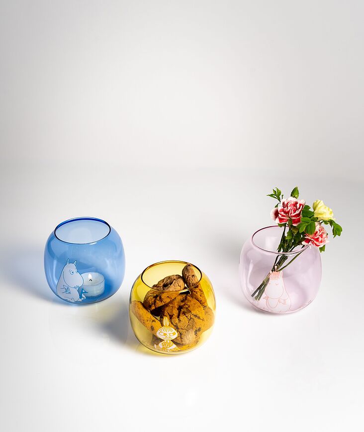 Portavelas para vela de té Muurla Moomin, diseño Mamá Mumin, 9,5 cm, ámbar