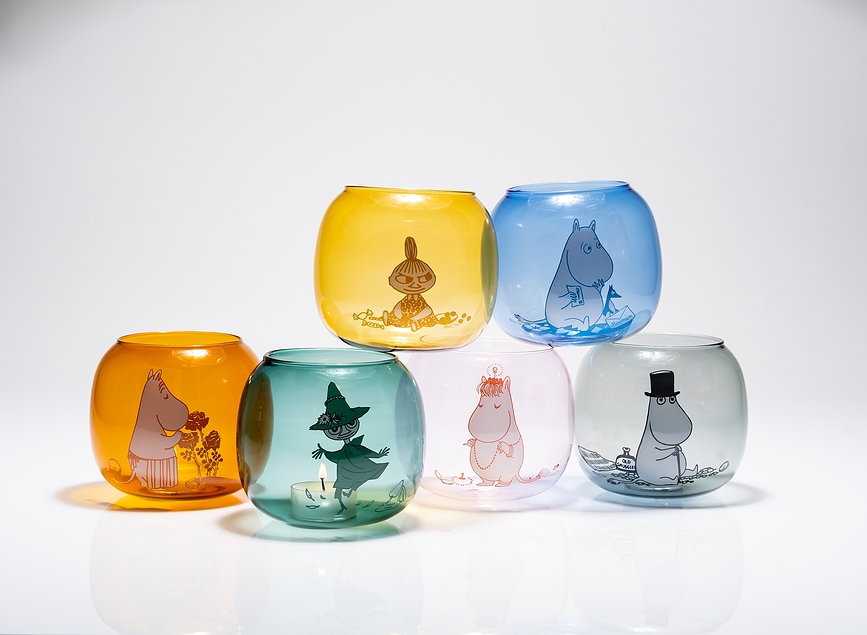 Portavelas para vela de té Muurla Moomin, diseño Mamá Mumin, 9,5 cm, ámbar