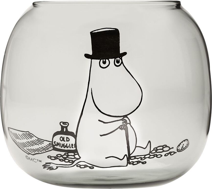 Portavelas para vela de té Muurla Moomin Papá Mumin, 9,5 cm, gris
