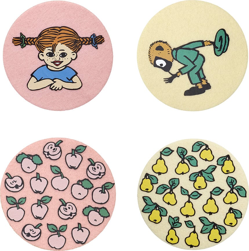 Posavasos Muurla Pippi Calzaslargas 10 cm, 4 unidades