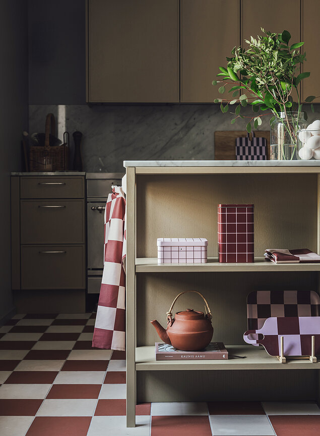 Полотенце кухонное Muurla Checks Stripes, хлопок, 65×65 см, коричневое — фото 3