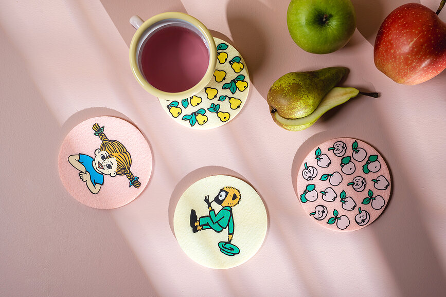 Sous-verres Muurla Pippi Longstocking 10 cm, lot de 4