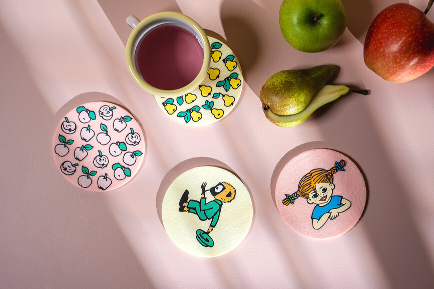 Sous-verres Muurla Pippi Longstocking 10 cm, lot de 4