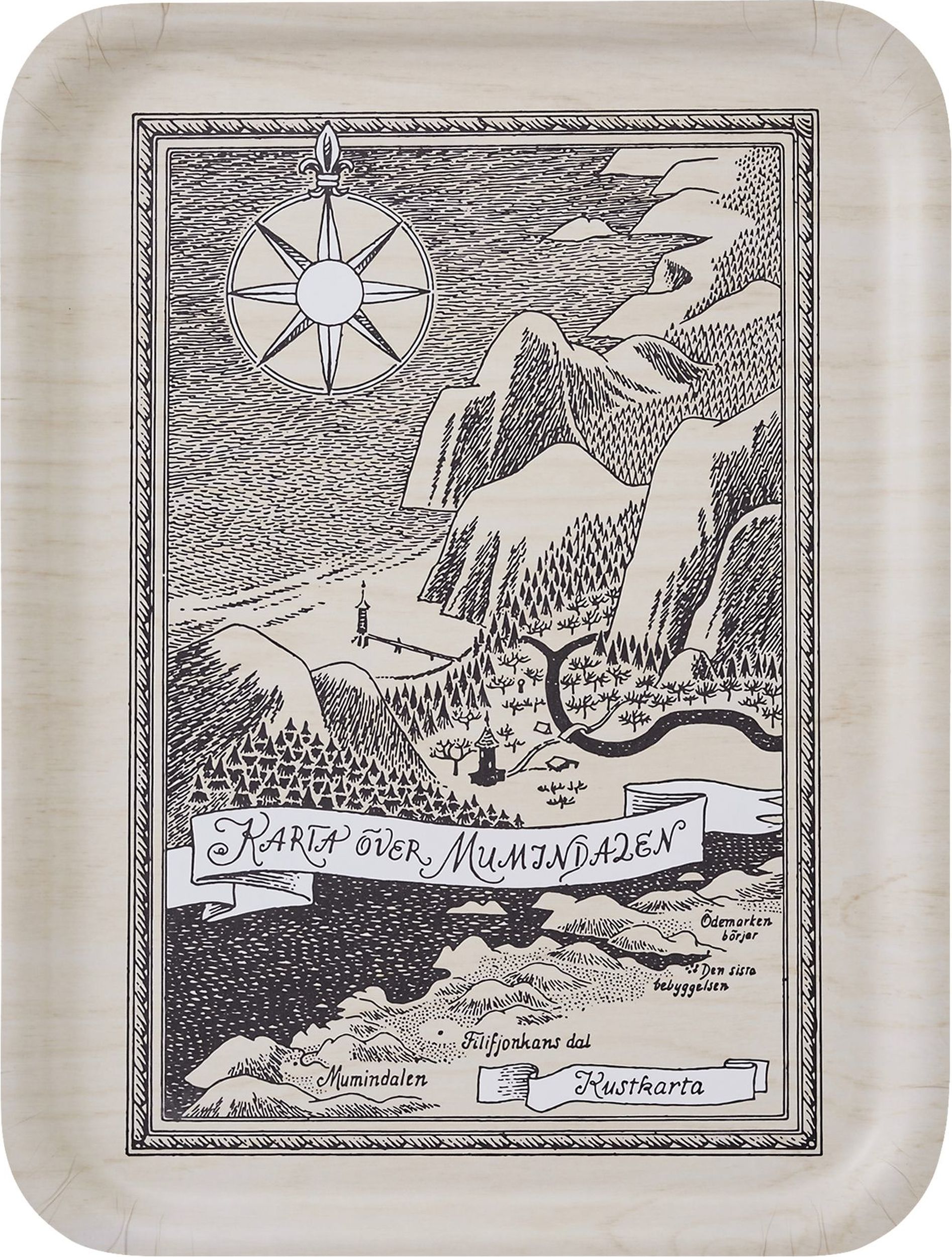 Taca do serwowania Muurla Muminki The Map 32 x 42 cm z napisem w języku szwedzkim