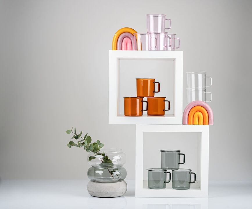 Taza de cristal Muurla, 350 ml, rosa