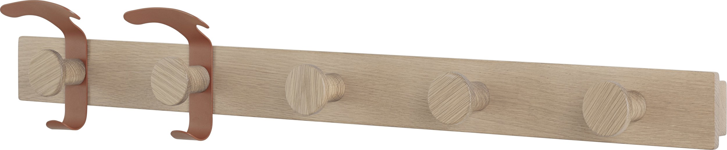 Avail Garderobenleiste helle Eiche mit braunen Haken