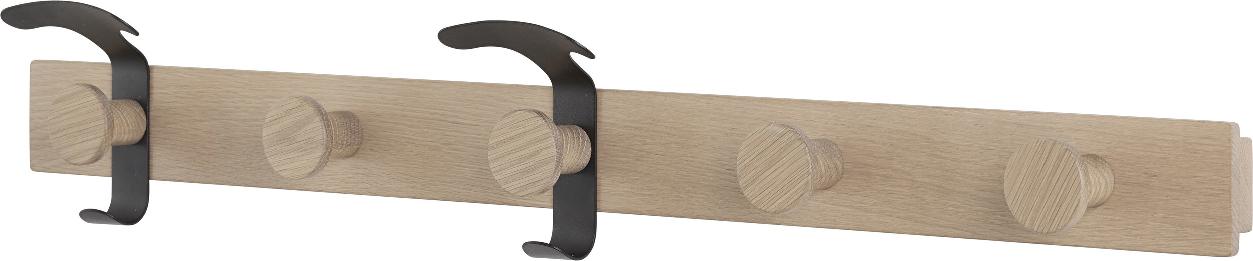 Avail Garderobenleiste helle Eiche mit schwarzen Haken