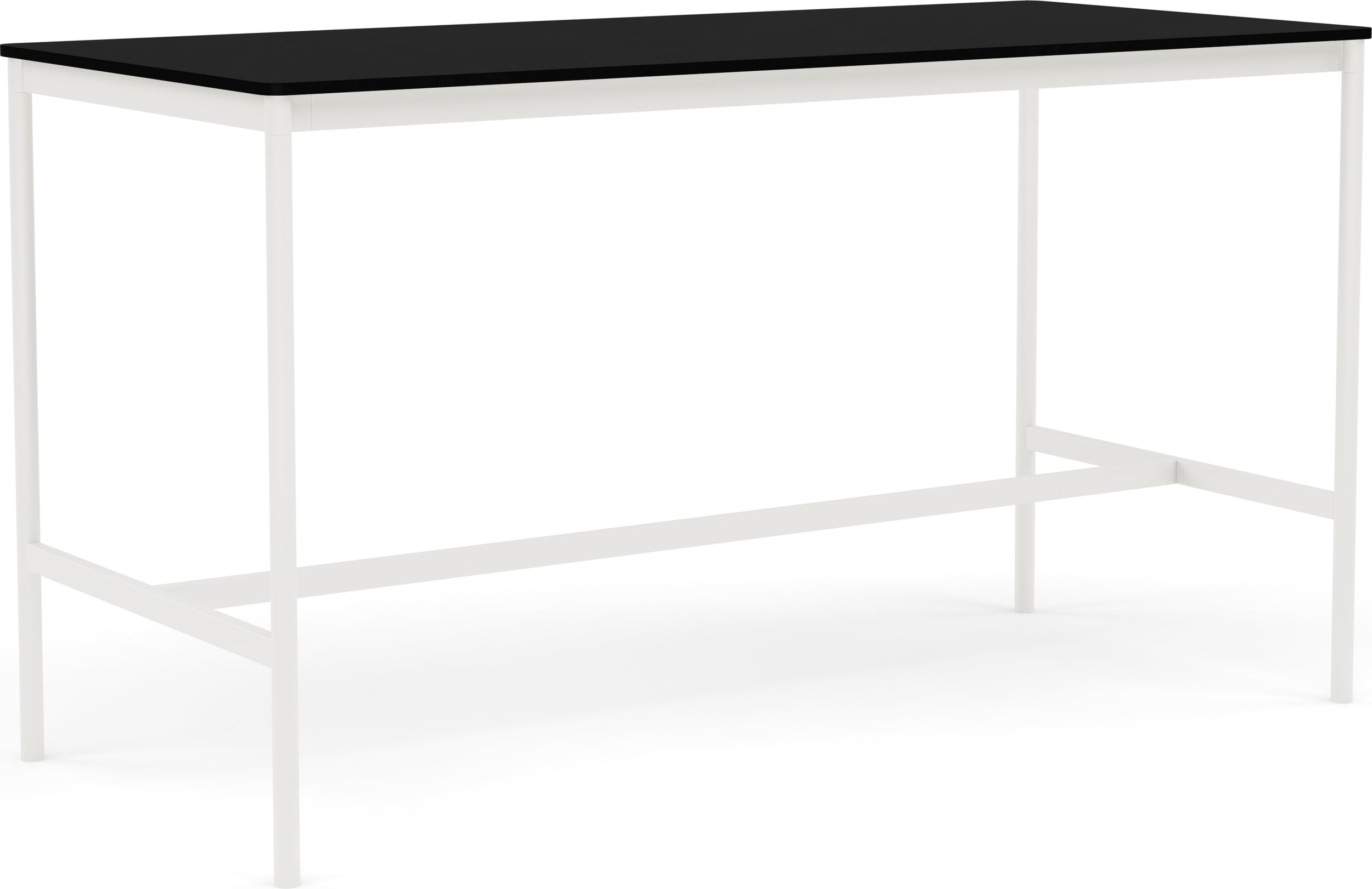 Base Tisch 190 x 85 x 105 cm, schwarz, mit laminierter ABS-Tischplatte und weißem Gestell