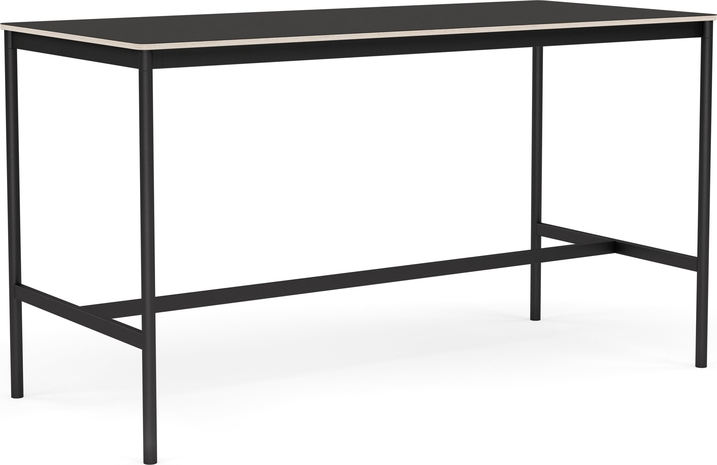 Base Tisch 190 x 85 x 105 cm, schwarz, mit laminierter Sperrholz-Tischplatte und schwarzem Gestell