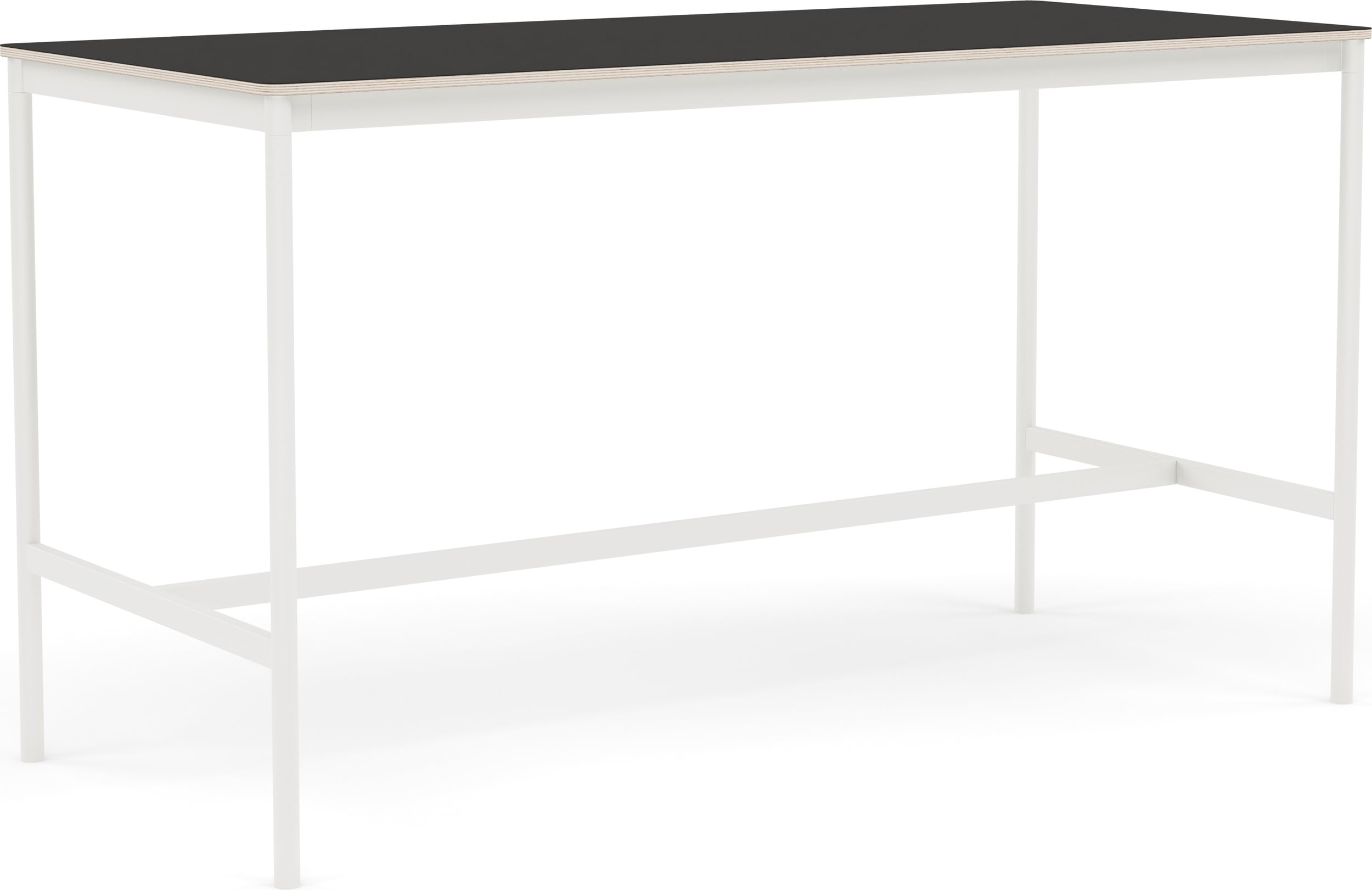 Base Tisch 190 x 85 x 105 cm, schwarz, mit laminierter Sperrholz-Tischplatte und weißem Gestell