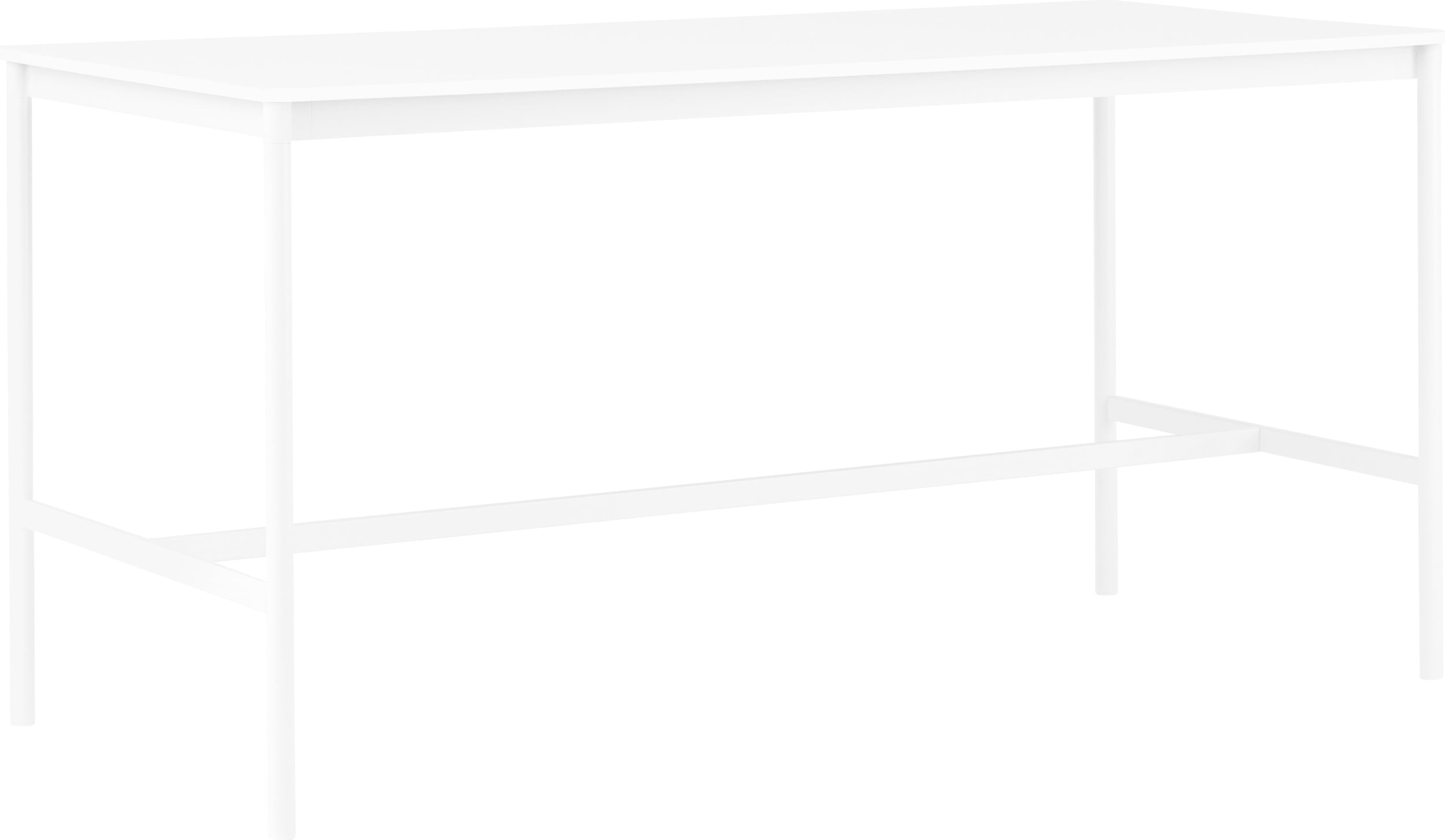 Base Tisch 190 x 85 x 105 cm, weiß, mit laminierter ABS-Tischplatte und weißem Gestell