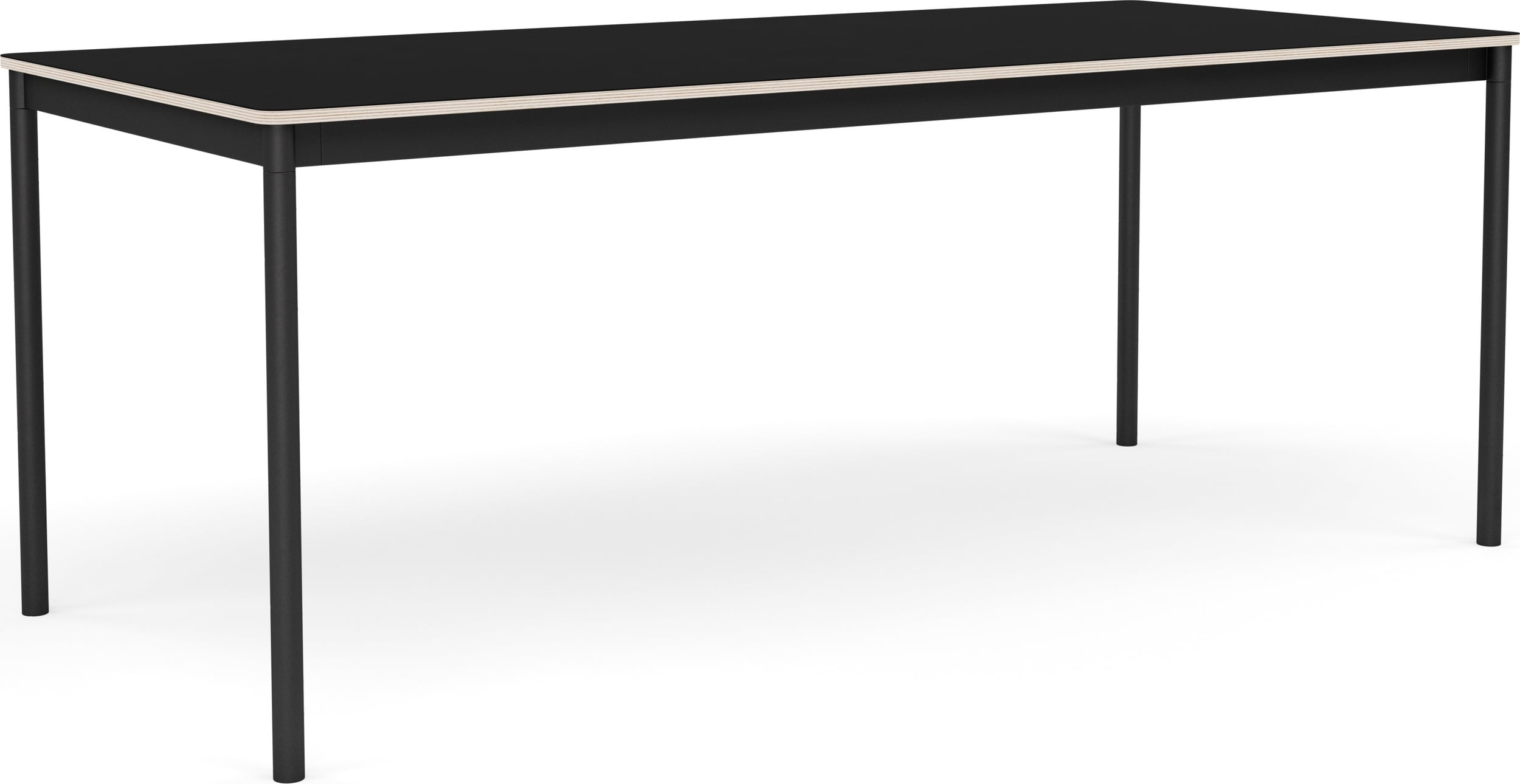Base Tisch 190 x 85 x 73 cm schwarz, mit laminierter Sperrholz-Tischplatte und schwarzem Gestell