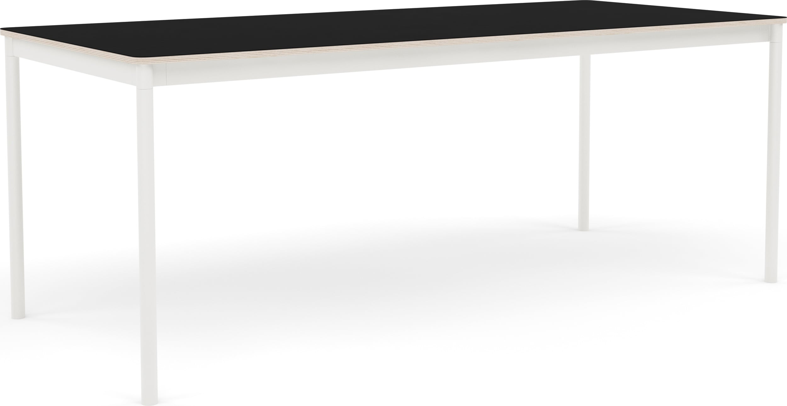 Base Tisch 190 x 85 x 73 cm schwarz, mit laminierter Sperrholz-Tischplatte und weißem Gestell