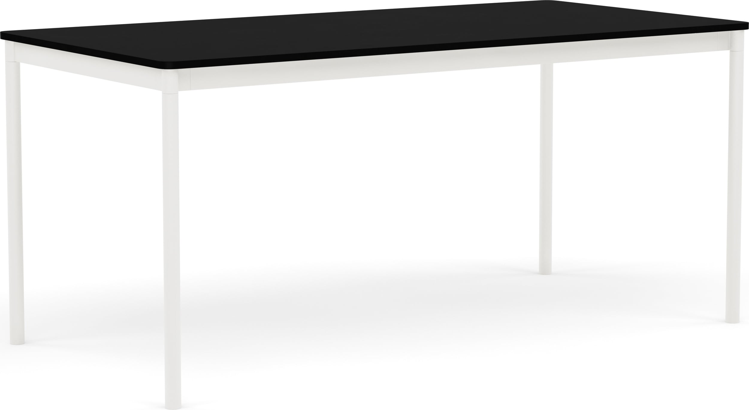 Base Tisch 190 x 85 x 73 cm weiß, mit laminierter ABS-Tischplatte und schwarzem Gestell