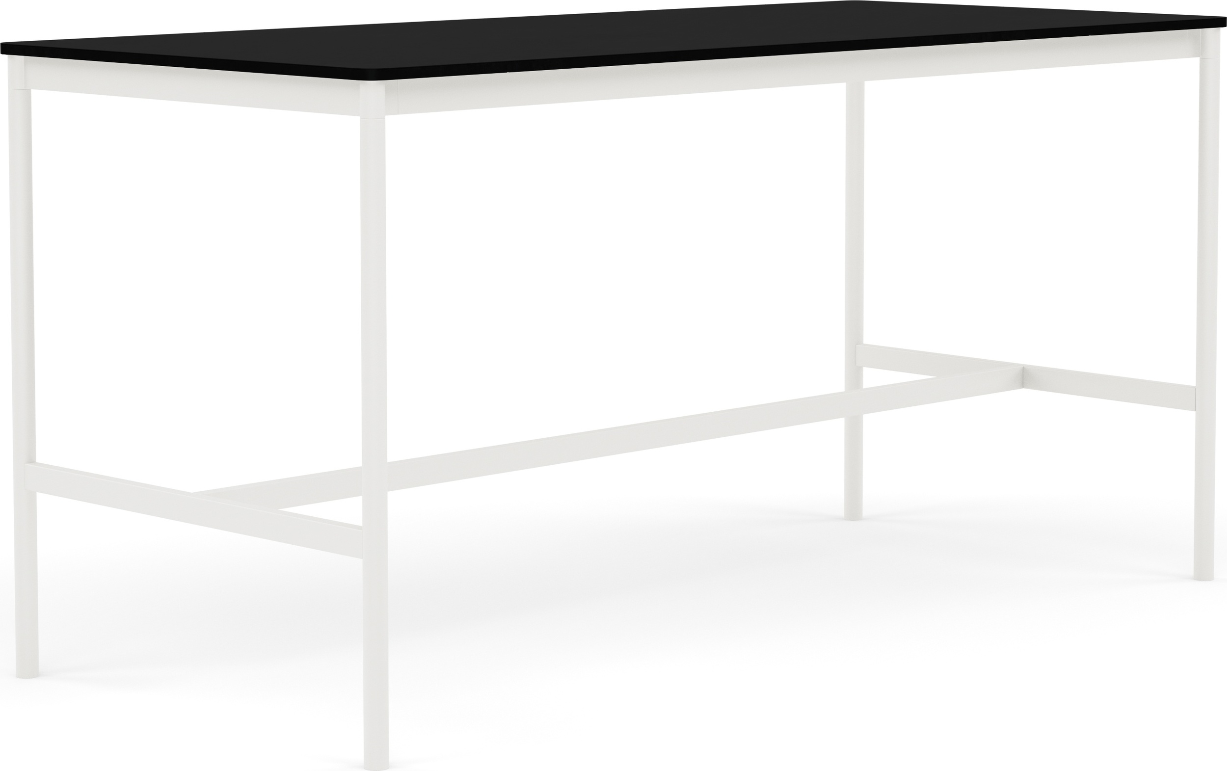 Base Tisch 190 x 85 x 95 cm, schwarz, mit ABS-Laminatplatte und weißem Gestell