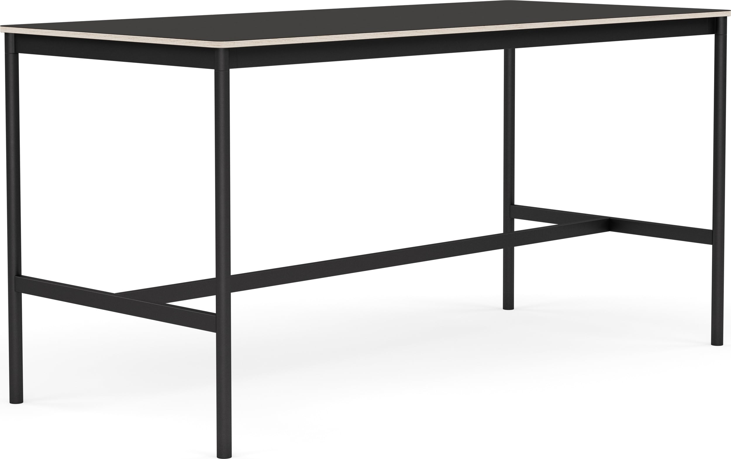 Base Tisch 190 x 85 x 95 cm, schwarz, mit Sperrholz-Laminatplatte und schwarzem Gestell