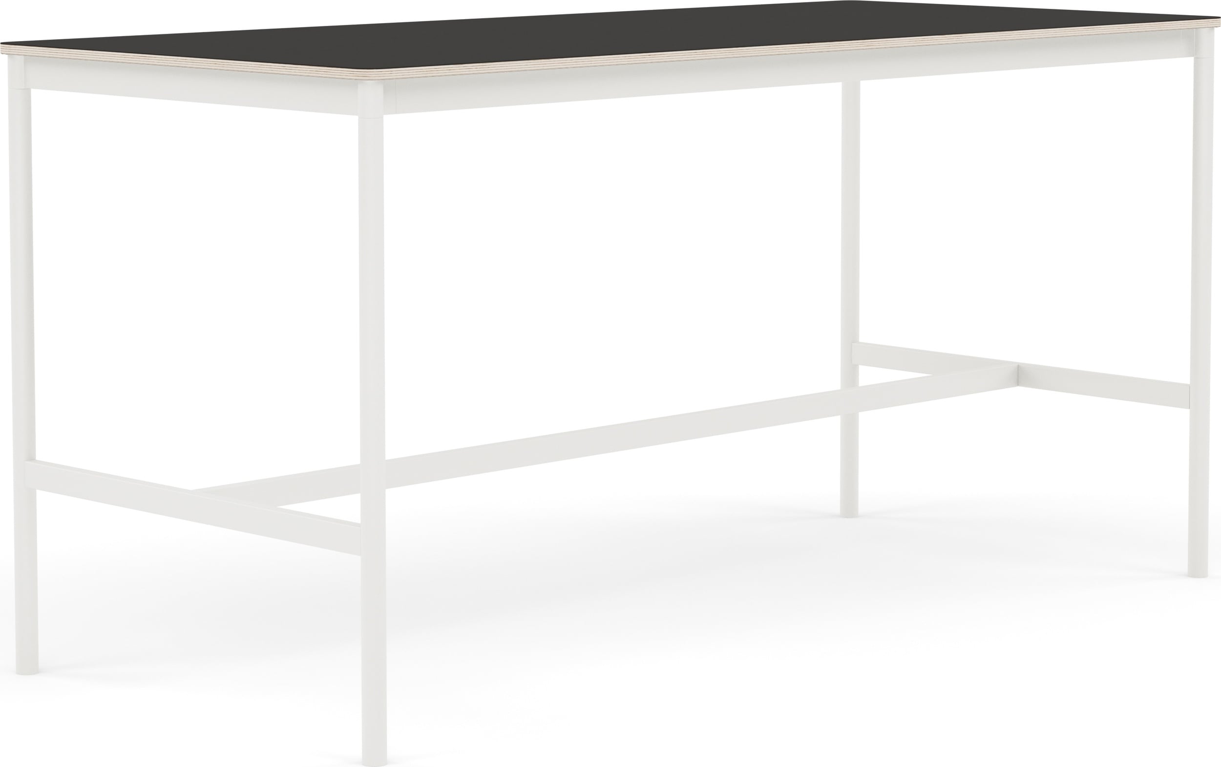 Base Tisch 190 x 85 x 95 cm, schwarz, mit Sperrholz-Laminatplatte und weißem Gestell