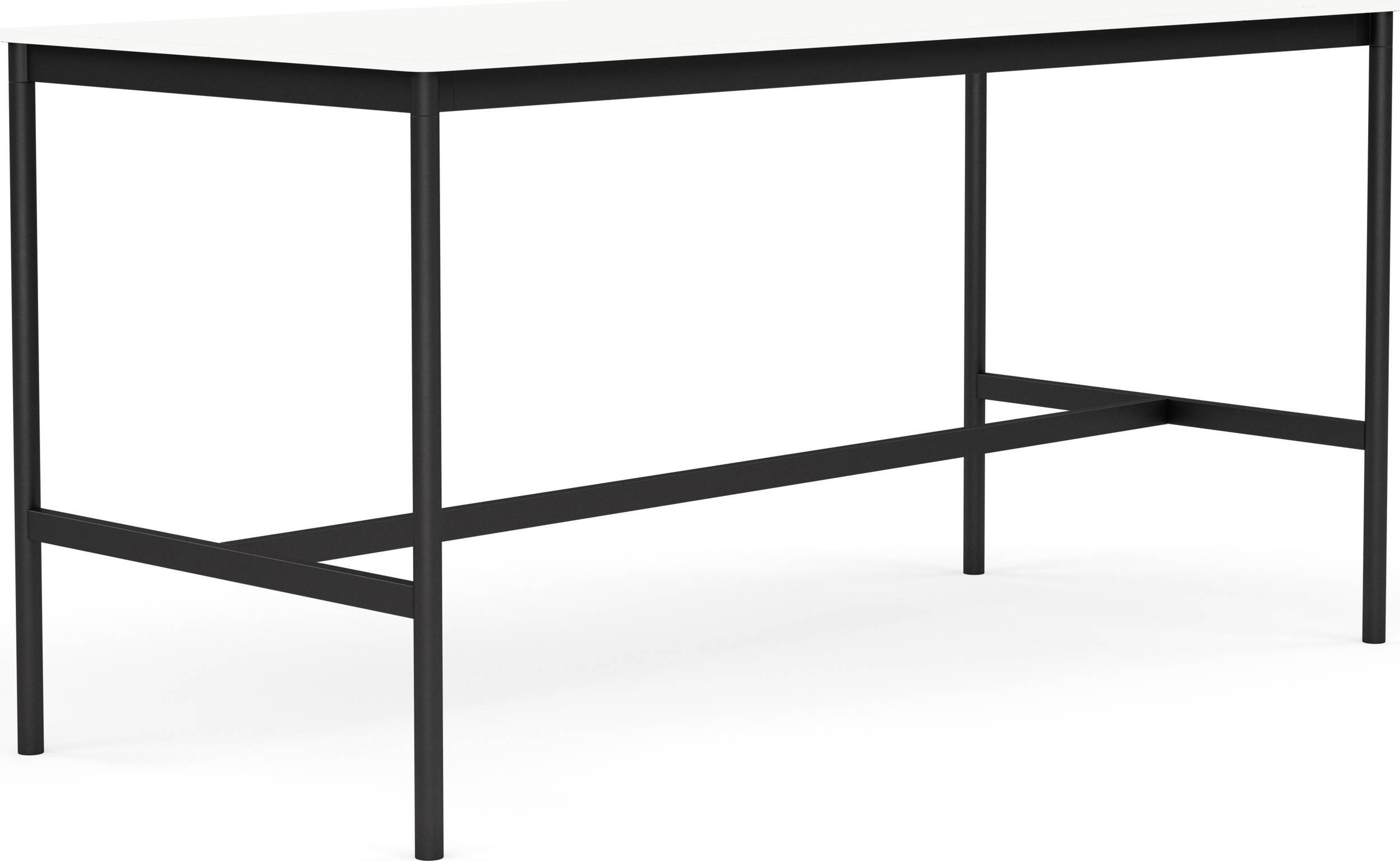 Base Tisch 190 x 85 x 95 cm, weiß, mit ABS-Laminatplatte und schwarzem Gestell