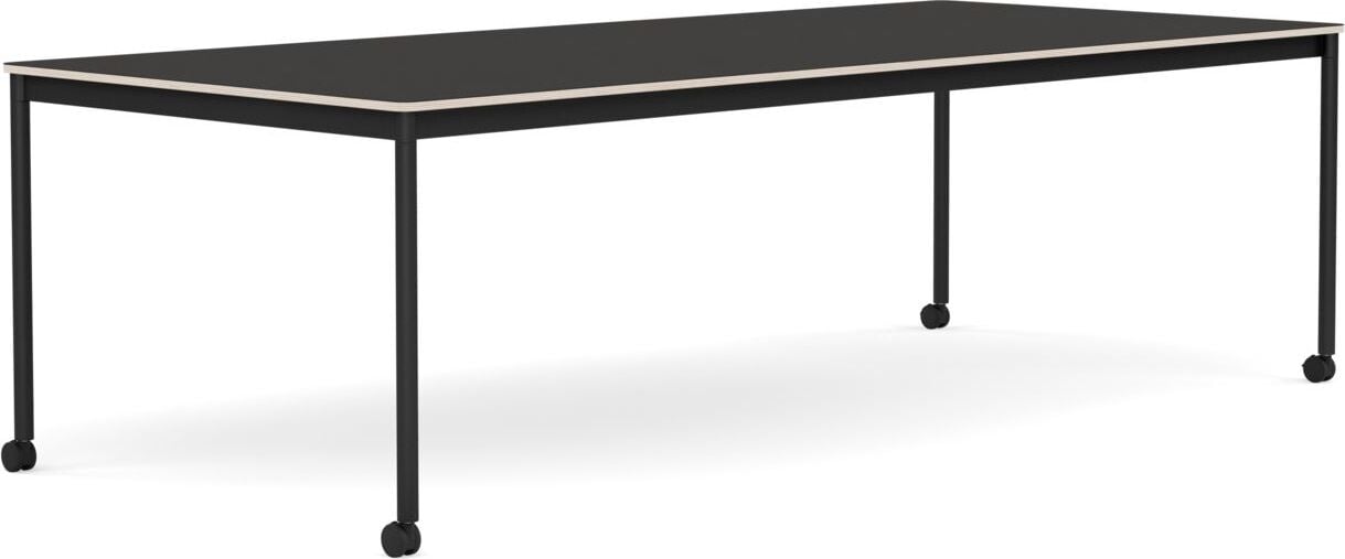Base Tisch mit Rollen 110 x 250 cm schwarz Linoleum schwarze Beine