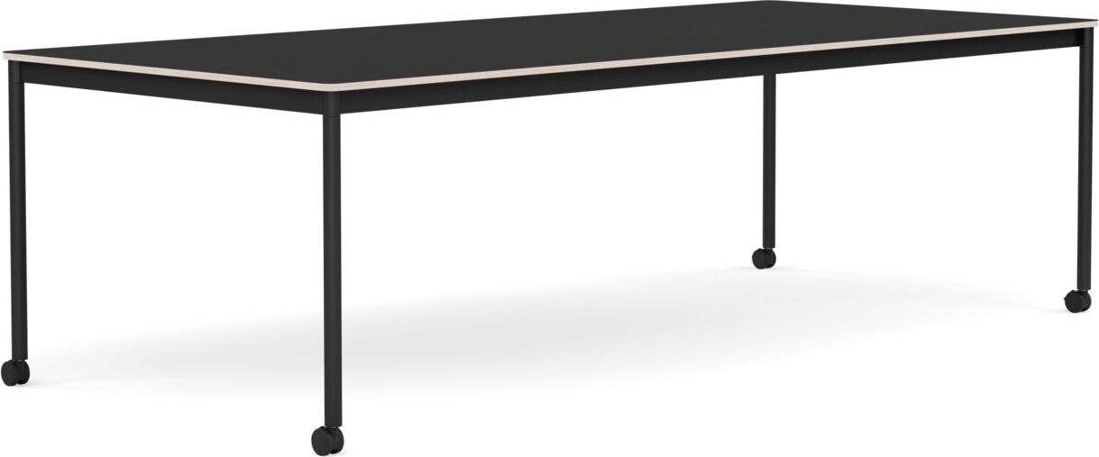 Base Tisch mit Rollen 110 x 250 cm schwarz Nanolaminat schwarze Beine