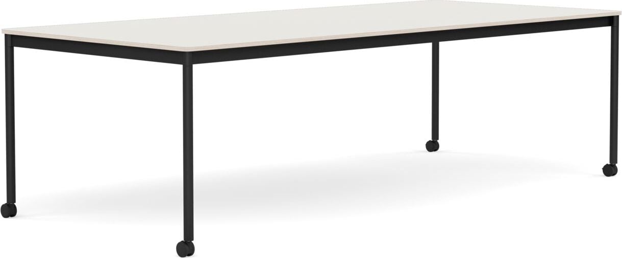 Base Tisch mit Rollen 110 x 250 cm weiß Nanolaminat schwarze Beine