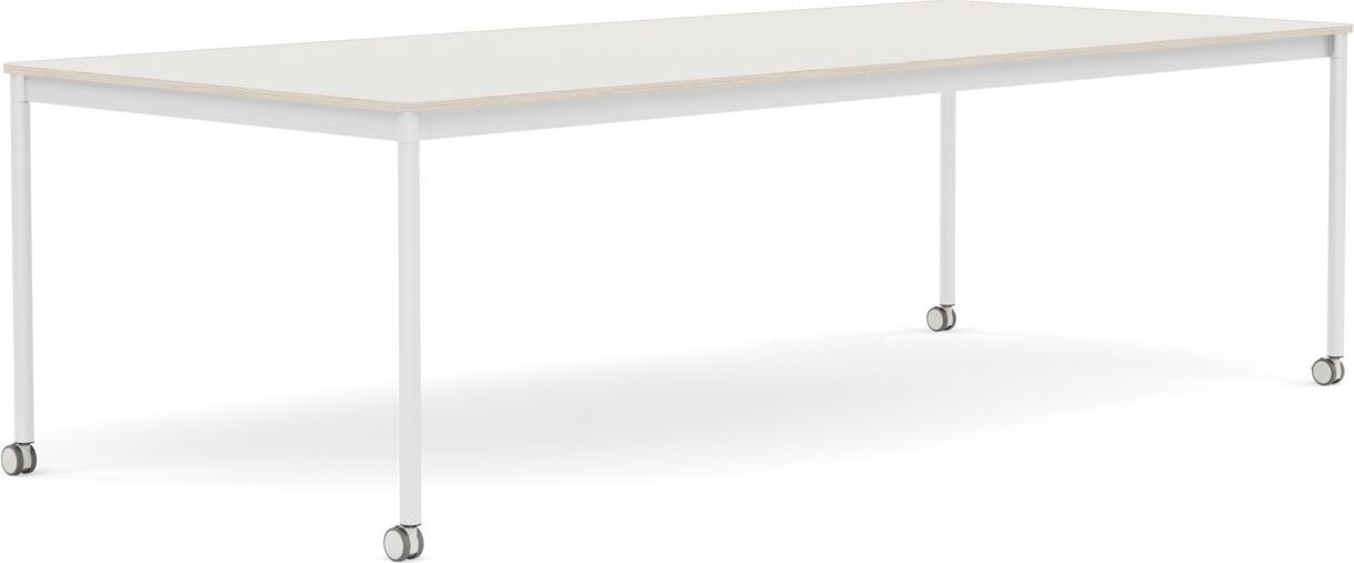 Base Tisch mit Rollen 110 x 250 cm weiß Nanolaminat weiße Beine