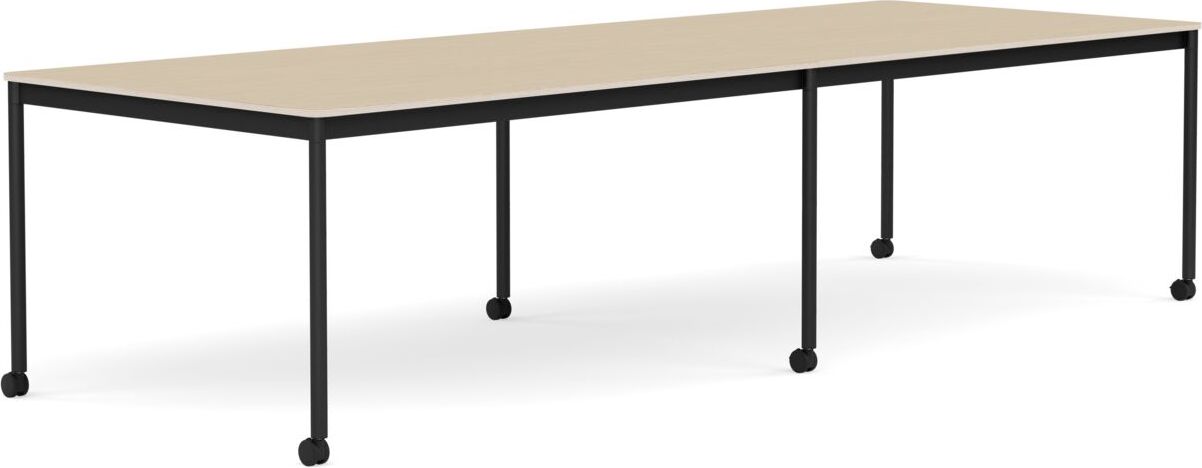 Base Tisch mit Rollen 110 x 300 cm lackiertes Eichenfurnier schwarze Beine