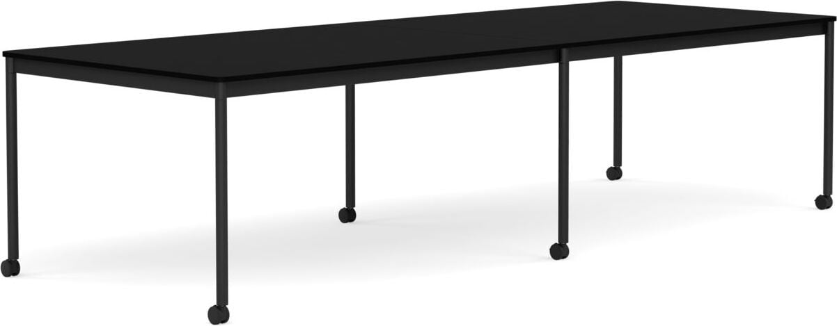 Base Tisch mit Rollen 110 x 300 cm schwarz laminiertes ABS schwarze Beine