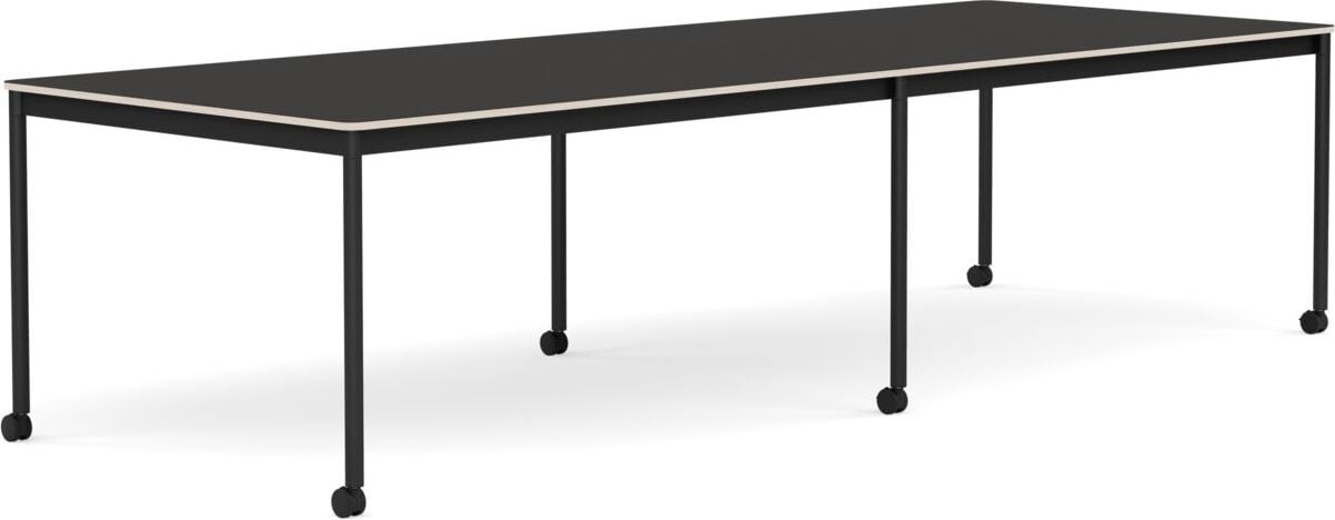Base Tisch mit Rollen 110 x 300 cm schwarz Linoleum schwarze Beine