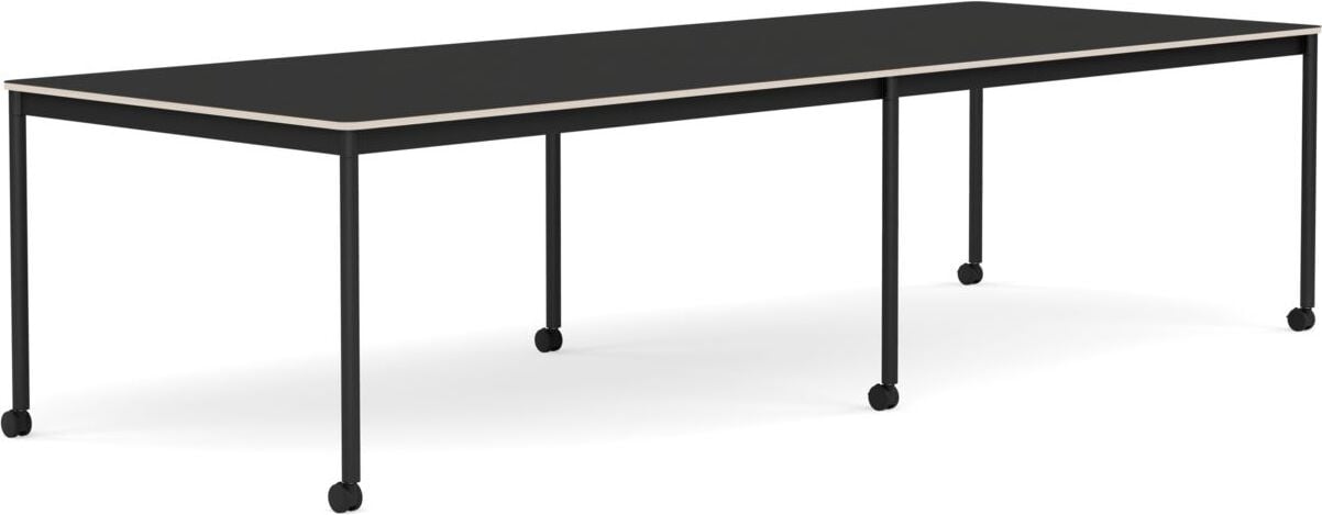 Base Tisch mit Rollen 110 x 300 cm schwarz Nanolaminat schwarze Beine