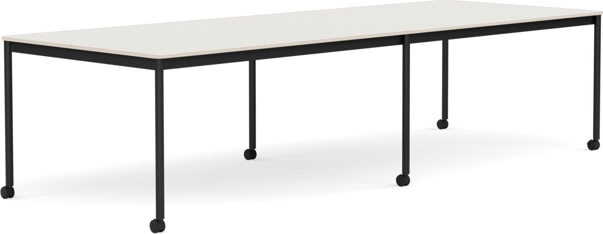 Base Tisch mit Rollen 110 x 300 cm weiß Nanolaminat schwarze Beine