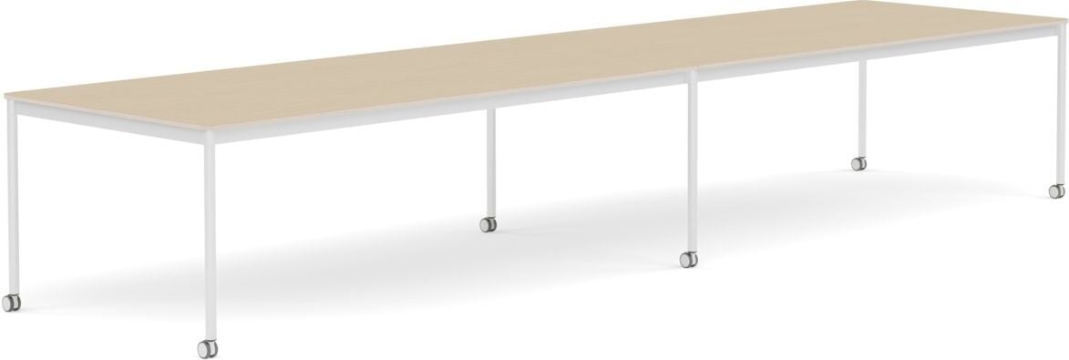 Base Tisch mit Rollen 110 x 440 cm lackiertes Eichenfurnier weiße Beine