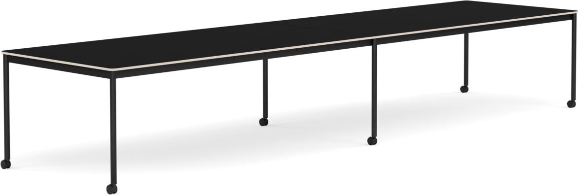 Base Tisch mit Rollen 110 x 440 cm schwarz laminiert schwarze Beine