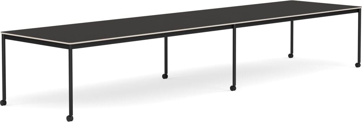Base Tisch mit Rollen 110 x 440 cm schwarz Linoleum schwarze Beine