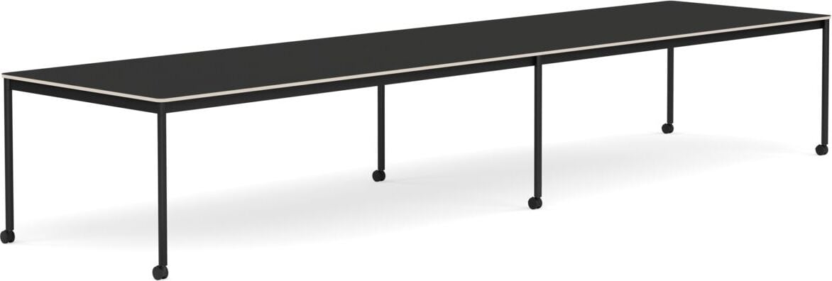 Base Tisch mit Rollen 110 x 440 cm schwarz Nanolaminat schwarze Beine