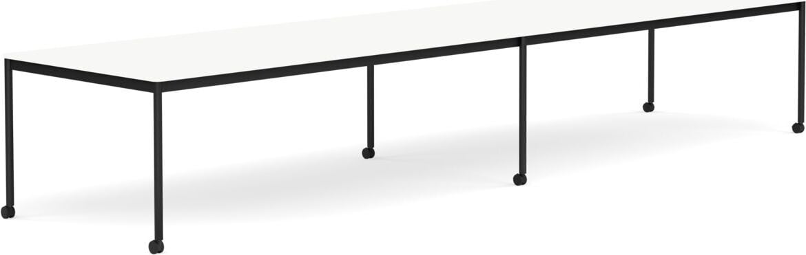Base Tisch mit Rollen 110 x 440 cm weiß laminiertes ABS schwarze Beine