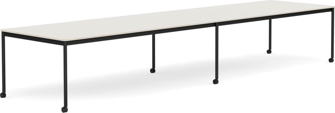 Base Tisch mit Rollen 110 x 440 cm weiß Nanolaminat schwarze Beine