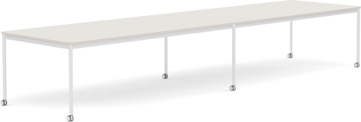 Base Tisch mit Rollen 110 x 440 cm weiß Nanolaminat weiße Beine