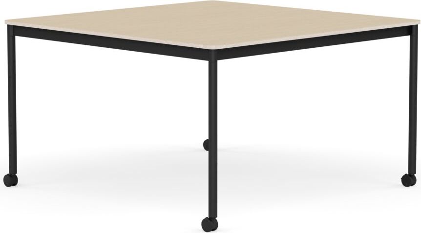 Base Tisch mit Rollen 128 cm quadratisch lackiertes Eichenfurnier schwarze Beine
