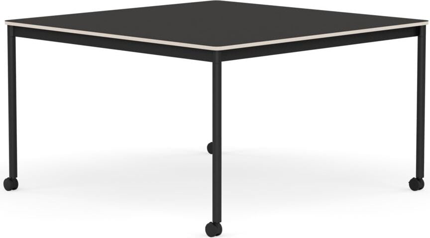 Base Tisch mit Rollen 128 cm quadratisch schwarz Linoleum schwarze Beine