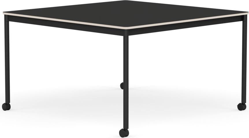 Base Tisch mit Rollen 128 cm quadratisch schwarz Nanolaminat schwarze Beine